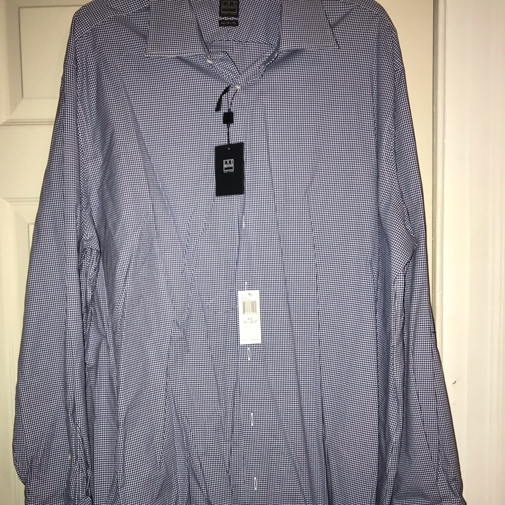 Ike Behar Blue and White Button Down 18 1/2, 36-37